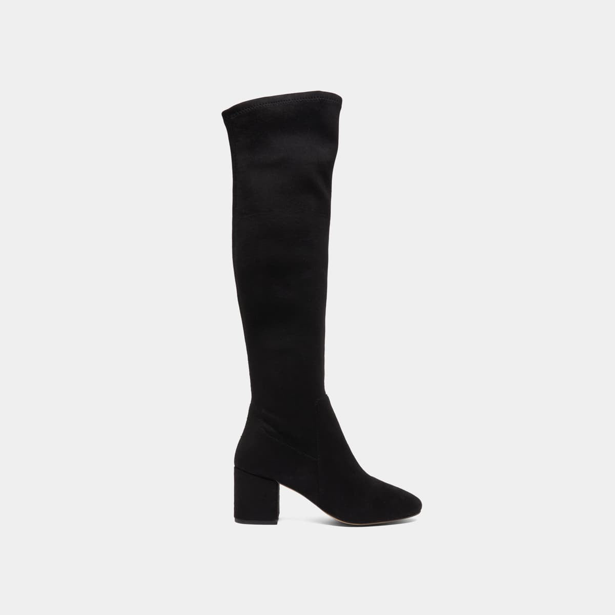 Thigh-high boots with low heels
