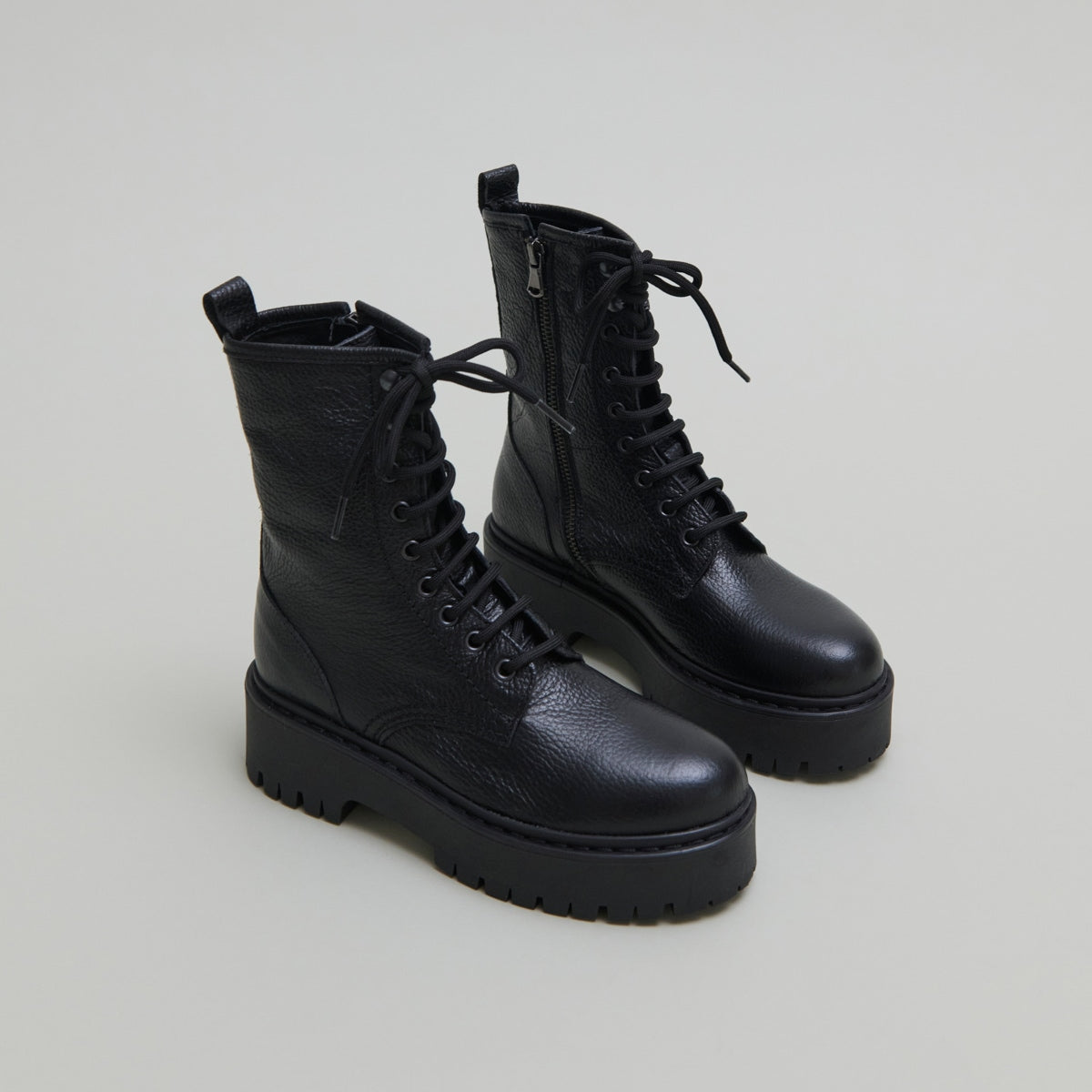 Platform boots with laces