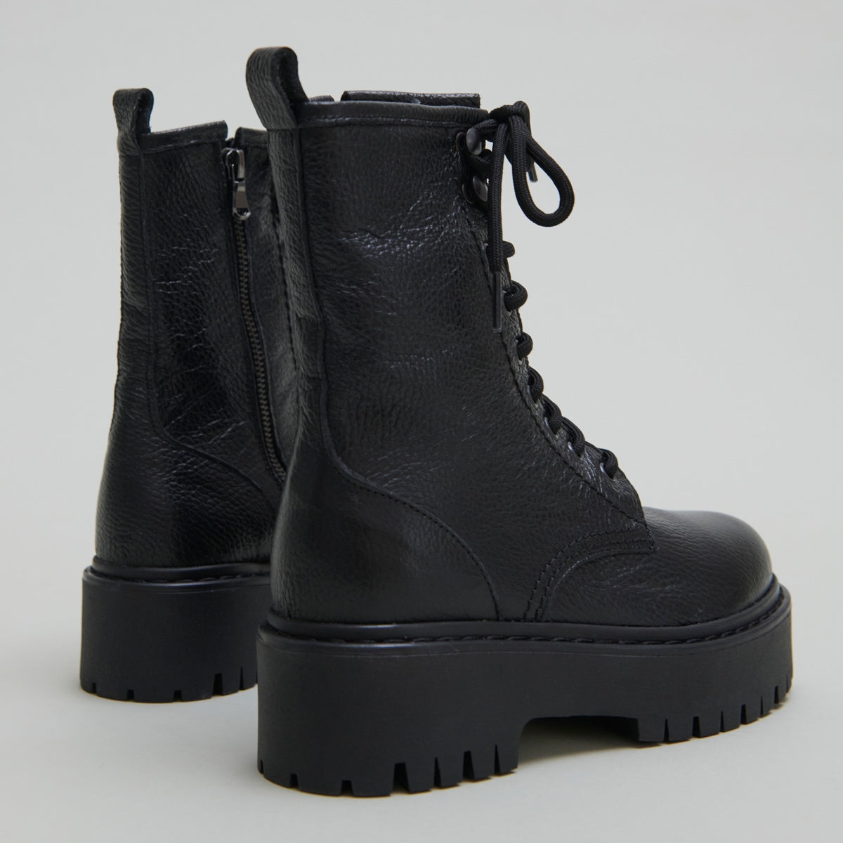 Platform boots with laces